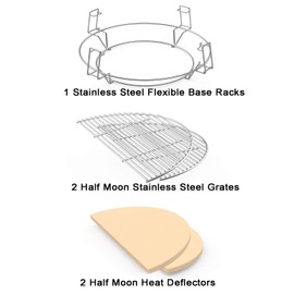 onlyfire Barbecue Cooking Grate System Grilling Accessory for Weber 22" Kettle Grill and Other Similar Size Kettle Grills