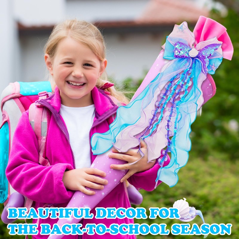 Ourdort Mermaid School Cone Bow, Sugar Cones, First Day of
