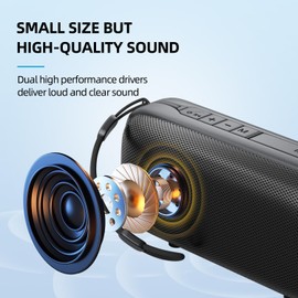 Uakinat Mini Bluetooth Speaker,Portable Wireless Speakers -Loud Stereo Sound,Support TWS/AUX/TF Card,Lanyard Design for Hiking,Biking,Trip,True Wireless Stereo for Home, Outdoor(Black)