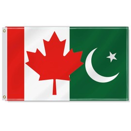 3×5 FT Canada Pakistan Combo Flag,Large Canadian Pakistani Decor,Double Side Digital Printed 150D Polyester Banner With Canvas Header Brass Grommet For Outdoor Indoor Parade Car
