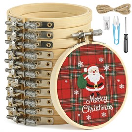 BigOtters 12PCS 3 Inch Embroidery Hoops, Adjustable Bamboo Circle Cross Stitch Hoop Ring Bulk Wholesale for Home Ornaments Art Craft Handy Sewing DIY Favor