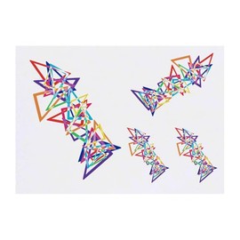 4 x 'Triangles Retro' Temporary Tattoos - Water Resistant, Skin-Safe, Non-Toxic Transfers, Mixed Sizes (TO00082488)