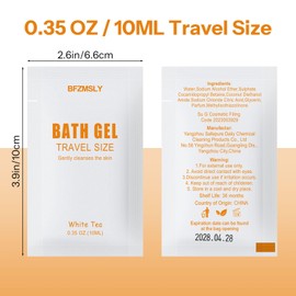BFZMSLY 30 Pack Travel Size Body Wash Packets Bulk (0.35oz, White Tea Scent) – Mini Individual Pack TSA Approved Toiletries for Guest Body Wash for Hotels, Airbnb, Travel & Hospitality