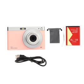 4K Digital Camera for Teens 2.88 Inch HD IPS Screen 50MP 16X Zoom Portable Compact Retro Camera for Travel Vlogging Pink