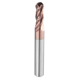 sourcing map Ball Nose End Mill 4 Flute 17/64" Diameter 5/16" Shank Tungsten Carbide Uncoated Spiral CNC Router Bits 3/4" Cutting Length Single End Ball for Carving Engraving Grinding
