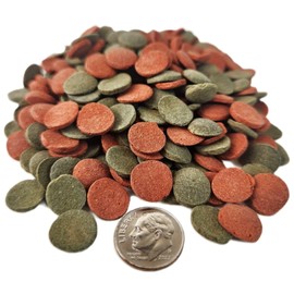 Aquatic Foods Inc. 12mm - 1/2" Brine Shrimp/Red Algae Color Enhancing & Spirulina/Green Algae Sinking Wafer Mix for Shrimp, Snails, Plecos, Catfish, All Tropical Fish…5.8oz Round Jar