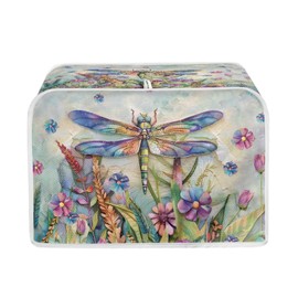 Talayituse Dragonfly Daisy Print 2 Slice Toaster Covers Dust Protection Bread Maker Covers Toaster Oven Cloth Cover Kitchen Accessories Washable Appliance Cover with Handle, S