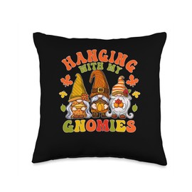 Turkey Meat Pilgrim Costume Thanksgiving Shirt Hanging with My Gnomies Thanksgiving Day Autumn Gnome Lover Throw Pillow, 16x16, Multicolor