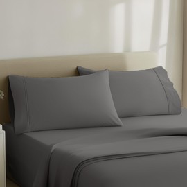 Highome Cotton Pillowcases- 400 Thread Count Sateen Weave Soft & Durable for a Comfortable Sleep Experience Pack of 2 Pillowcase (Dark Gray, Queen/Standard)