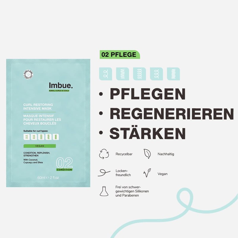 Imbue Curl Mask Sachet - Vegan and Curly Girl Compliant,