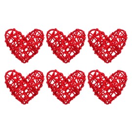 Natural Wicker Rattan Heart Shaped Balls DIY Craft Vase Filler Hanging Balls Ornaments for Wedding Baby Shower Birthday Valentine's Day Party Decorative (2.36 in, 12 Pcs) (Red)