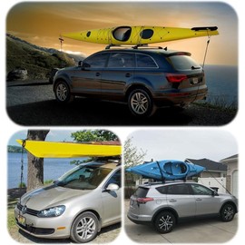 Kayak Tie Down Straps Canoe Bow and Stern Heavy Duty Cargo Ratchet Pulley Rope Hanger 1/4 inch,12 Feet, 4-Pack, 2 Pairs