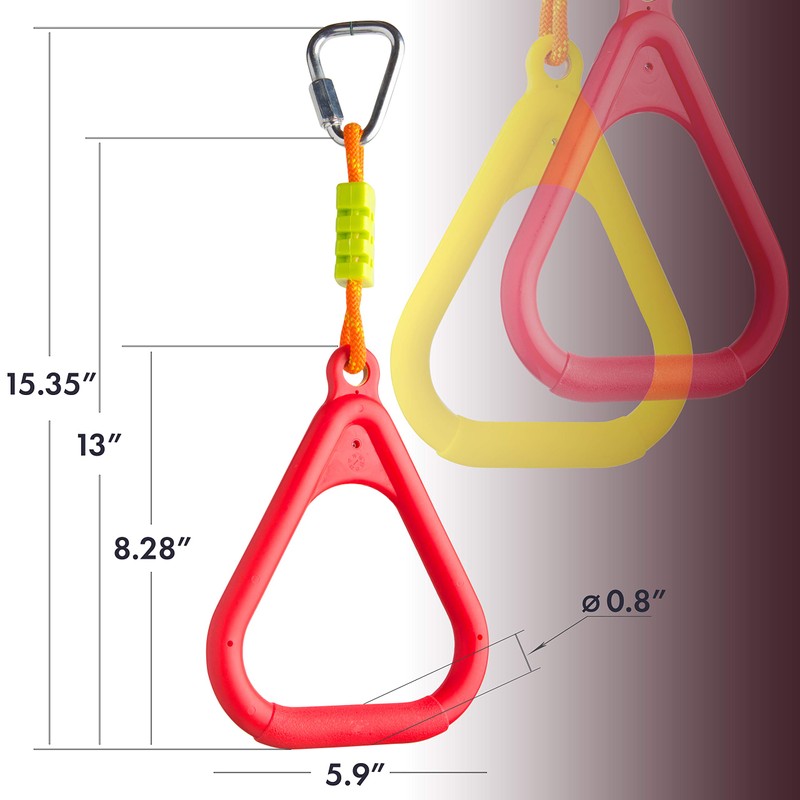 Cateam Ninja Slackline Accessories – Multicolor Triangle Gymnastic Rings Set