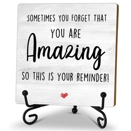 Inspirational Wooden Sign, Sometimes You Forget That You Are Amazing sign, Desk Decor Sign with stand, Home & Office Inspirational Gifts For Women And Man, Desk Decor & Accessories 5x5 inches-A23
