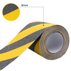 ONTWIE 6 Inch X 33ft Non Slip Safety Grip Tape for Stairs Steps Non Skid Tread High Traction Friction/Strong Grip Abrasive Adhesive Hazard Caution Tape- Black/Yellow