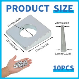 10 Pcs Steel Shim Beveled Washers 3/8 x 7/8 Inch, Galvanized Metal Wedge Square Spacers, 2-5.7mm Thick Angled Design, Rust-Resistant Washers for Channel Steel Leveling Applications