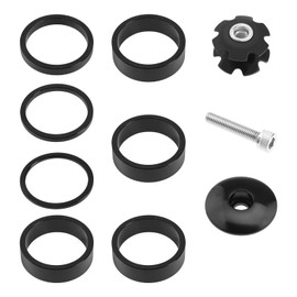 The Lord of the Tools 10Pcs Headset Spacer Replacement Kit Bike Headset Spacer Bicycle Stem Caps with Headset Screw & Claw Fit for 28.6 Mm Front Shaft Fork Black