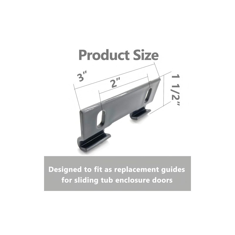 2 PCS Gray Plastic Shower Door Bottom Hook Guide with