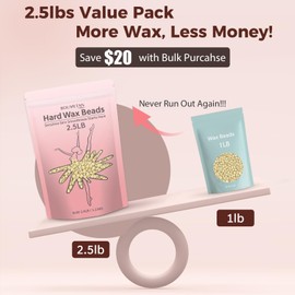 Hard Wax Beads, Bouvetan 2.5lb Wax Beans for Hair Removal, Sensitive Skin, Ideal Hair Removal Waxing Beads for Bikini, Legs, Eyebrow, Facial, Brazilian, Full Body (Cream)