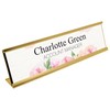 Badgemaster Pink Floral Print with Black Text Desk Plaque Name
