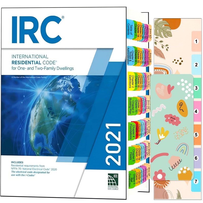 Index Tabs for International Residential Code 2021, 72 Color-Coded Laminated