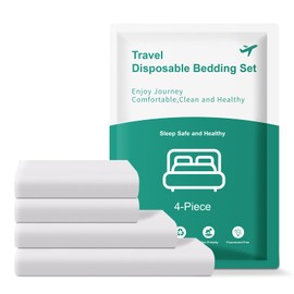 KIIS Travel-Safe Disposable Cover Sheets for Travel, Disposable Bed Sheet, Disposable Duvet/Comforter Cover, Disposable Pillowcases, Perfect for Hotels & Trips (King Size)