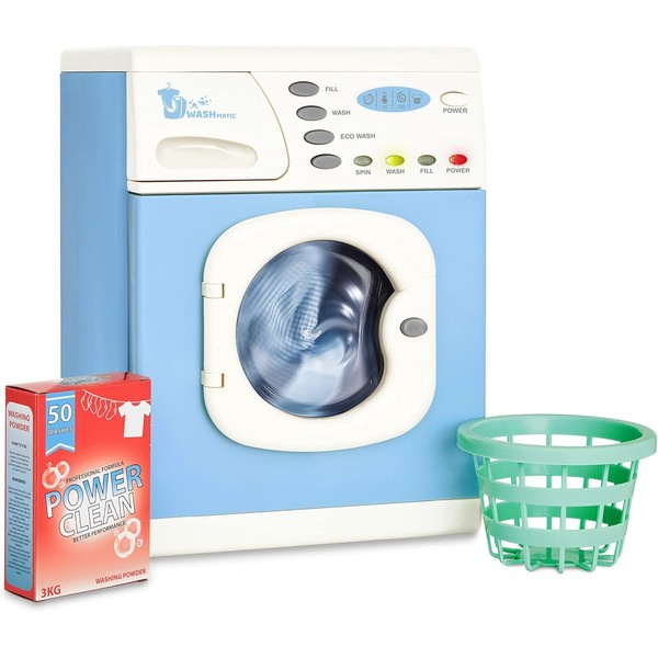 Casdon Electronic Washer | Realistic Toy Washing Machine for Children Aged 3+ | Equipped with Lights and Buttons to Spark Their Imagination!