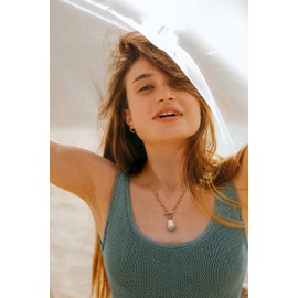 CANEVINKA 18K Gold Plated Baroque Pearl Pendant Necklace Toggle Clasp Chunky Link Chain Necklace Elegant Pearl Jewelry for Women