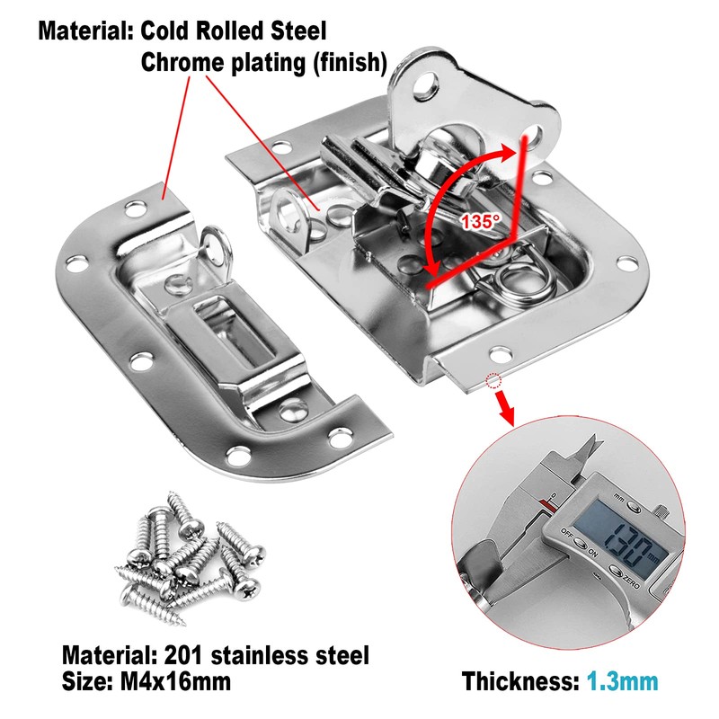 GBGS 8 Pack Recessed Road Case Latch,4" x 4-1/4",Spring Loaded