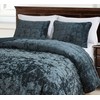 Chezmoi Collection Piers Storm Blue Velvet Quilt Oversized King Set,