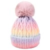 OnlyBee Girls Kids Tie-dye Rainbow Chunky Knit Warm Winter Bobble