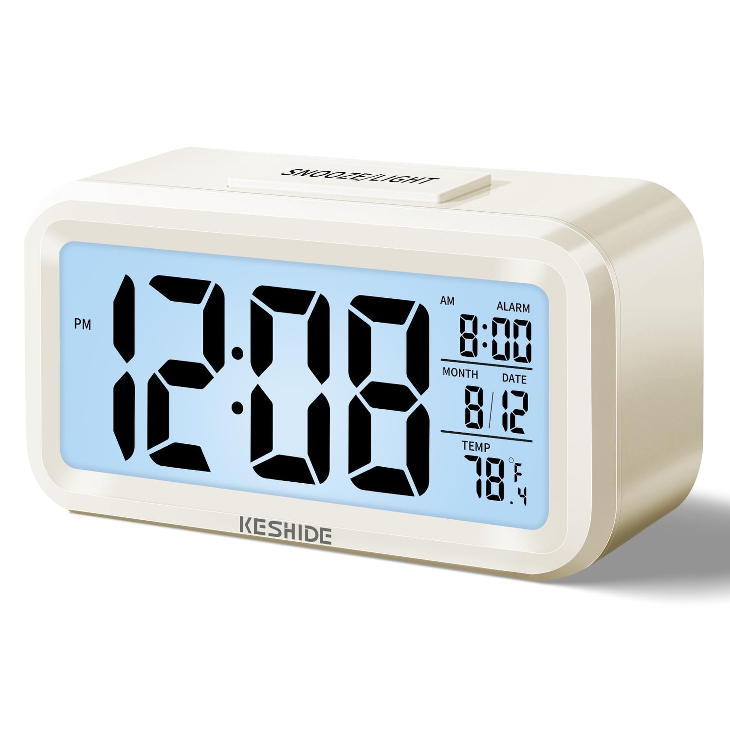 KESHIDE Night Light Digital Alarm Clock Battery Operated with Indoor ...