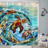 Kanuyee Turtle Shower Curtain Stained Glass Shower Curtain Blue Shower
