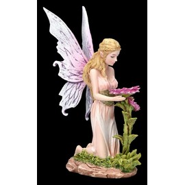 Elf Figurine - Florina Kneels Before Flower, Fairy, Angel, Decorative Figure, Decorative Article, Statue, Sculpture, Height 15 cm