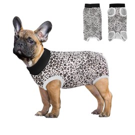 FEimaX Dog Bodysuit After Surgery Wound Protection Suits for Dogs, Dog Bodysuit After Castration, Male , Sleeveless, Breathable Body Dog Castration for Small, Medium Dogs (Leopard Print, L)