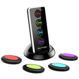 key finder locator with sound,Megtaight,80dB+ RF Item Locator Tags with 130ft Working Range, 1 RF Transmitter & 4 Receivers,Wireless Remote Finder for Finding Key Phone Glasses Wallet Pet Tracker...