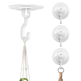 Ganchos adhesivos para decoración de pared y techo: paquete de 4 unidades de 3 libras, resistentes sin taladro, giratorios de 360°, ajustables para colgar acentos en el hogar, luces, plantas