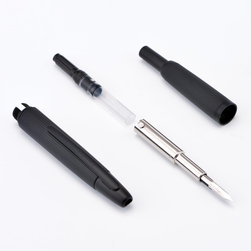 Jinhao 10 Press Fountain Pen Matte Black Retractable Fine Nib