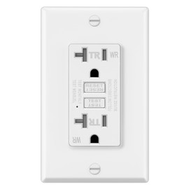 ELECTECK GFCI Outlets 20 Amp, Outdoor Weather Resistant (WR), Decor GFI Receptacles with LED Indicator, Ground Fault Circuit Interrupter, Wallplate Included, ETL Certified, White