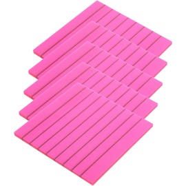 Kit de 5 Blocs de Notas Adhesivas Reutilizables Color Rojo Líneas, Diseño Translúcido de Pet para Oficina y Listas de Tareas