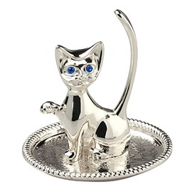 Ring Holder Cat Height 8,5cm Silver Plated