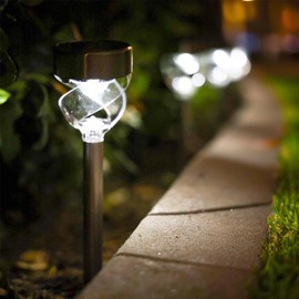 EcoGreen Outdoor Pathway Solar Light, 8pcs Pack,Garden Patio Balcony Walk Way Lights, Stainless Steel Leg, 5000K Daylight, IP65 Waterproof, 2.44 * 13.39in