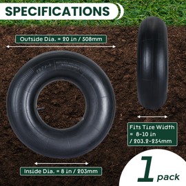 1 Pack 20x8.00/10.0-8 Inner Tubes, High Duty 20x8.00-8, 20x8.50-8, 20x9.00-8, 20x9.50-8, 20x10-8, Universal Fit Tire Tube with TR13 Straight Valve Stem for Lawn Mower, Wheelbarrows, ATVs