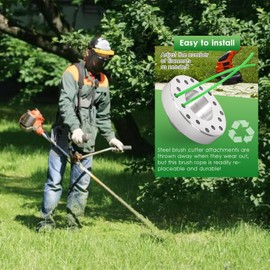 Weed Brush Cutter, 32 Nylon Grass Ropes, Wild Weed Brush, Brush Cutter Accessories with 4 Adapter Washer, Universal Wild Herb Brush for Brush Cutter