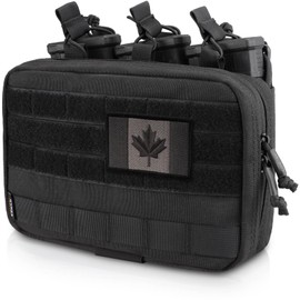 WYNEX Tactical Mag Admin Pouch, Molle Utility Tool Pouch EMT Organizer with Triple Stacker Magazine Holder for M4 M16 Canada Patch Included