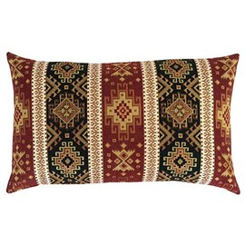 pillowerus Tapestry Gobelin Burgundy Red-Dark Green 12"x20" Throw Decorative Lumbar Pillow Cover Sham Ethnic Kilim Oriental Tribal Eclectic Style for Home Decor, Sofa, Couch, Porch, Patio, Chair