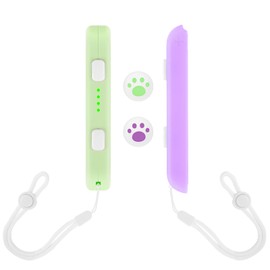 DLseego Wrist Strap for Switch Joycon, Switch Controller Hand Grip Accessories, JoyCon Gamepad Handle Lock Wrist Strap Lanyard, with 2 Thumb Grip Caps, Adjustable Tightness - Green Purple