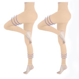 2 Pairs Compression Pantyhose for Women Men, 15-20 mmHg Footless Medical Graduated Compression Tights Compression Stockings