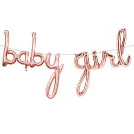 Tellpet Baby Balloons - Rose Gold Girl Letter Banner for Baby Shower Decorations