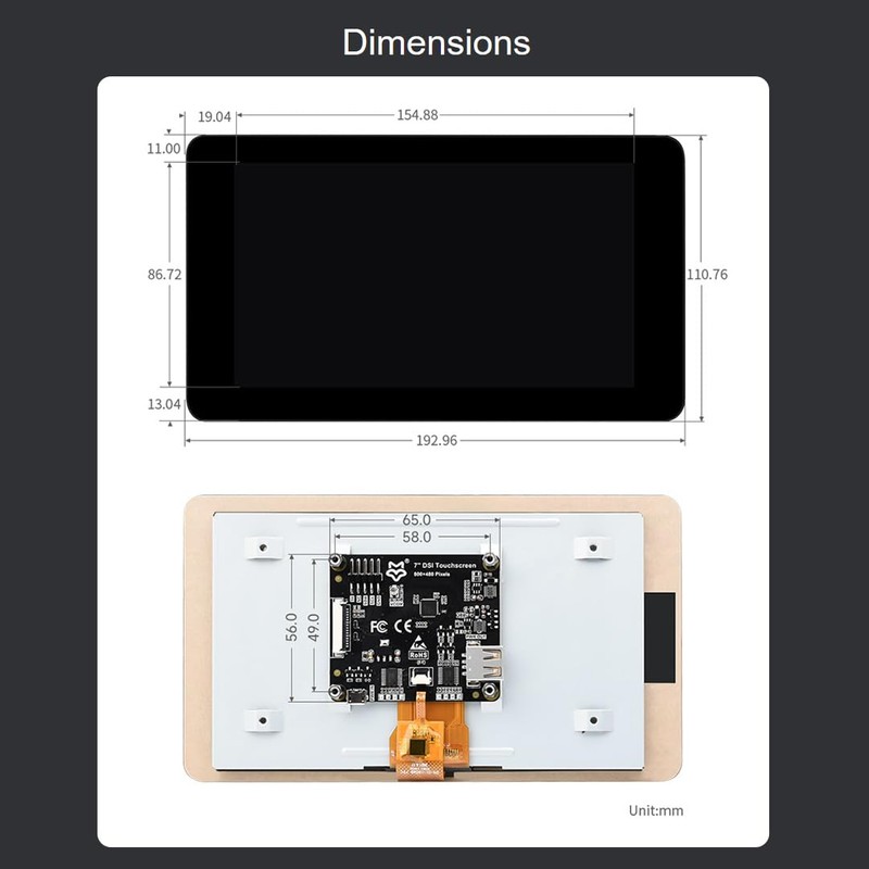 LUCKFOX DSI Capacitive 7 Inch Touch Screen Support 3D Printing